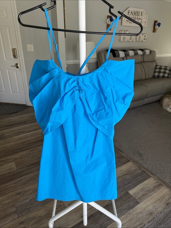 Day + Moon Dresses & Skirts - Bright Blue Ruffle-Front Mini Dress with Spaghetti Straps